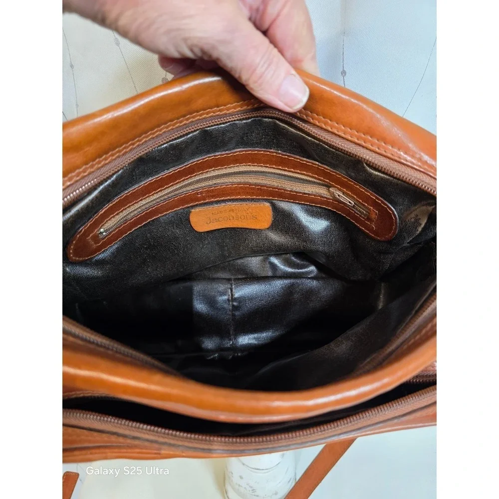 Italian‎ Made Vintage Jacobson's Leather Crossbody Brown Minimalist Luxury